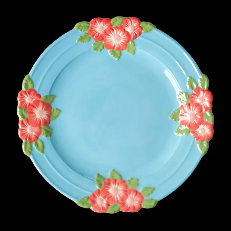 RICE Assiette Ceramique Fleurs - Menthe Fashion