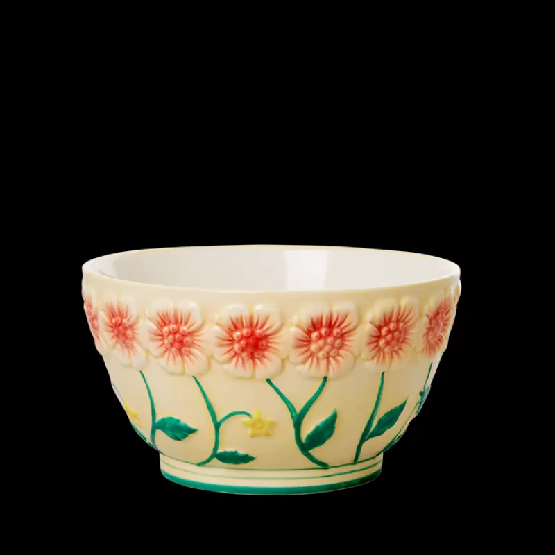 RICE Bol Ceramique Fleurs O 12 Cm - Creme Shop