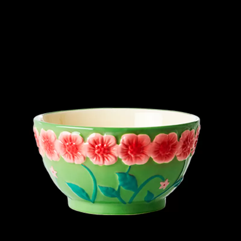 RICE Bol Ceramique Fleurs O 12 Cm - Vert Sauge Store