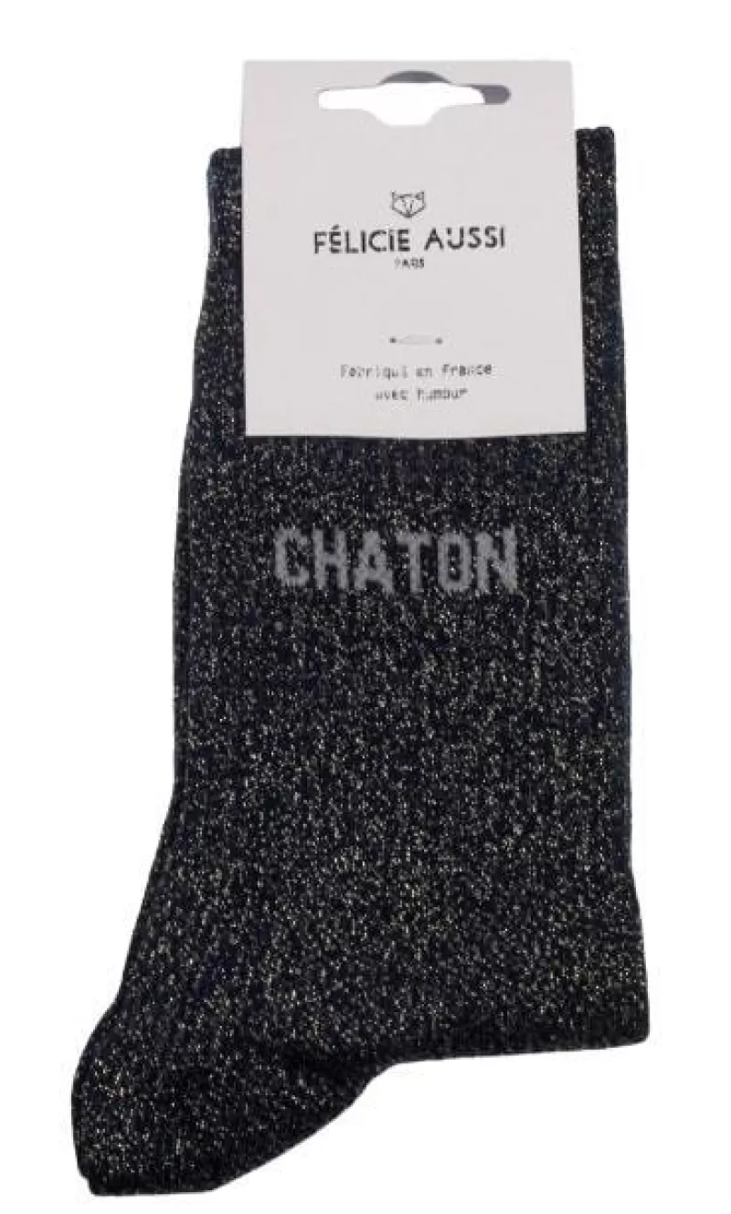 FÉLICIE AUSSI Chaussettes Paillettes - Chaton 36/40 New