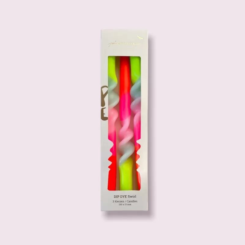 PINK STORIES Set De 3 Bougies Dip Dye Swirl - Lollipop Flowers Fashion