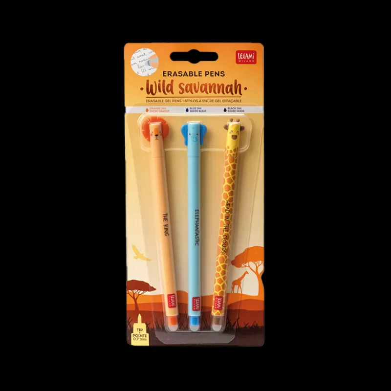 LEGAMI Set De 3 Stylos Gel Effacable - Animaux Best