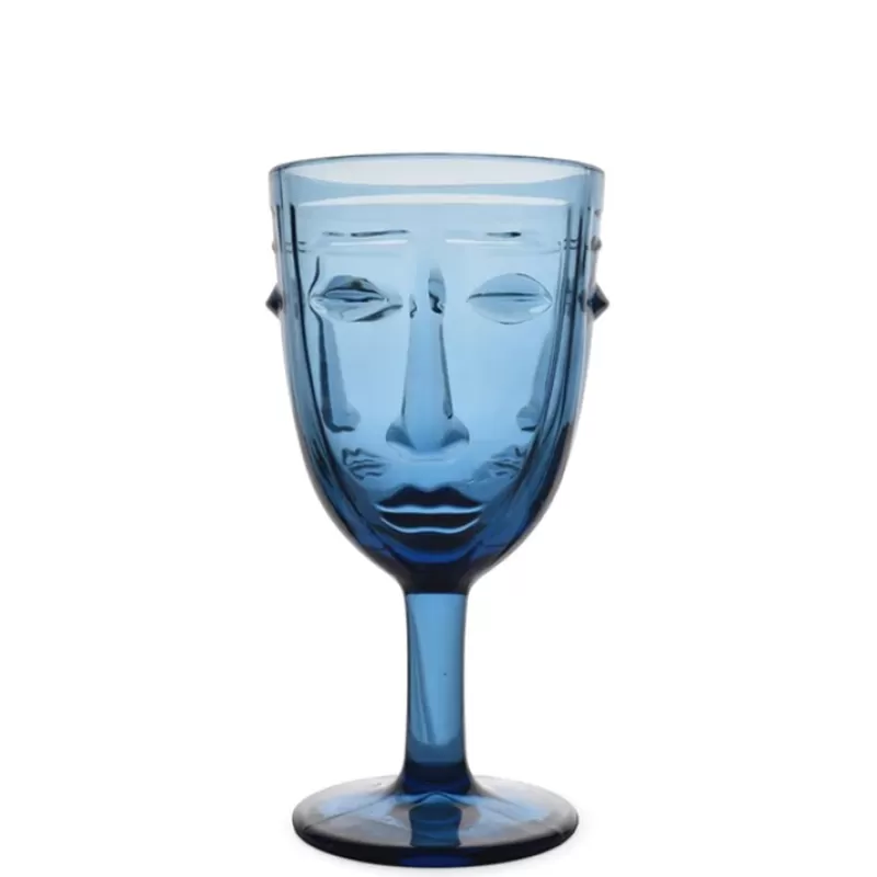 OPJET Verre A Pied Visage Bleu Sale