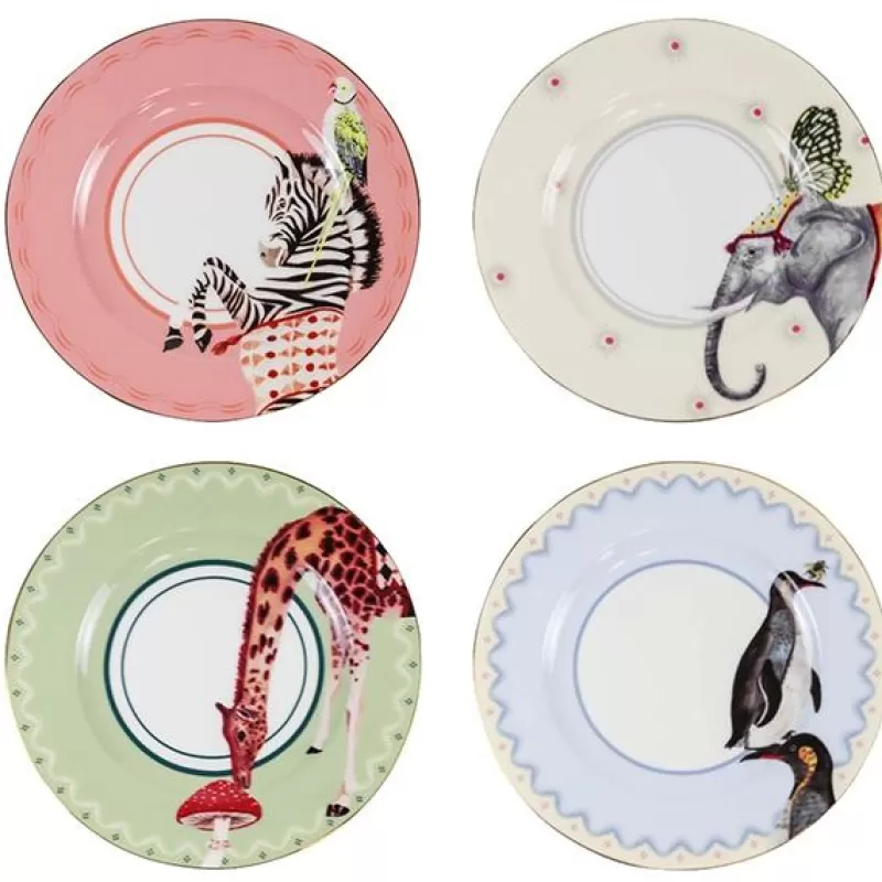 YVONNE ELLEN Set 4 Assiettes Carnaval Animaux Cheap