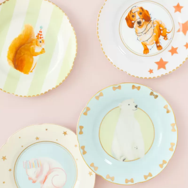 YVONNE ELLEN Set De 4 Assiettes Animaux - Noel Cheap