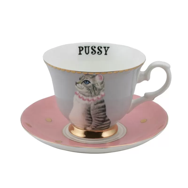 YVONNE ELLEN Tasse A The & Soucoupe - Chat Best Sale