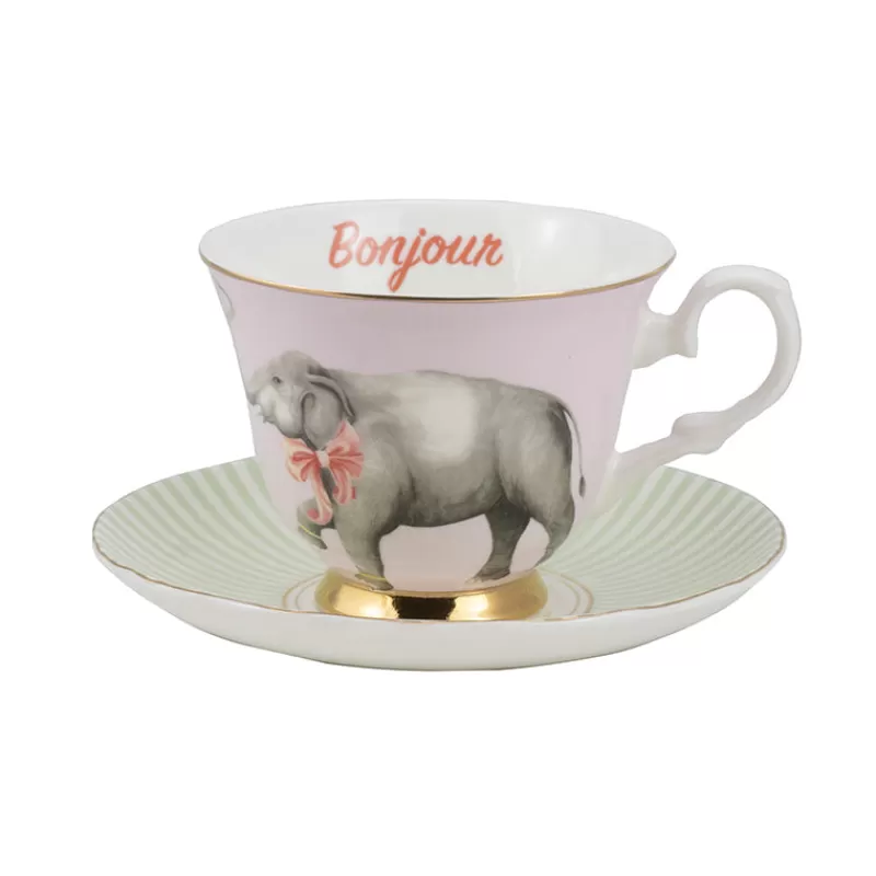 YVONNE ELLEN Tasse A The & Soucoupe - Elephant Discount